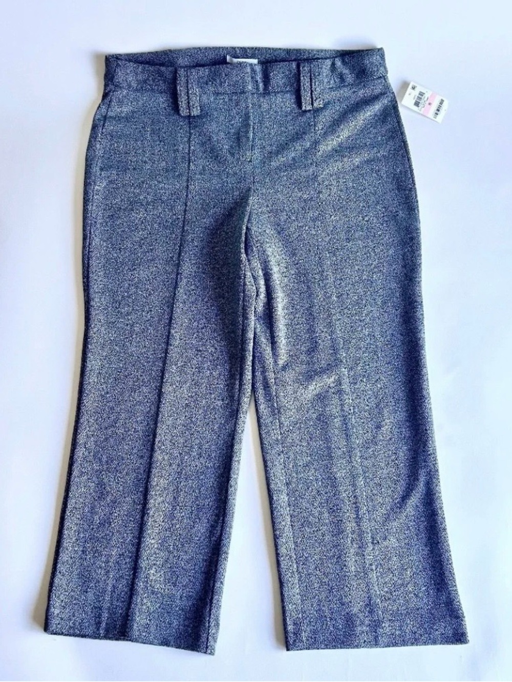 New Bar III Textured Gray Black Polyester Rayon Straight Leg Trousers size 10.
